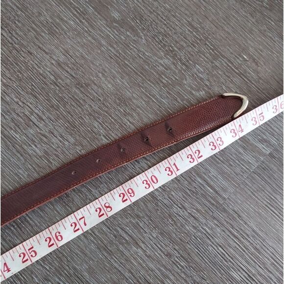 Brown Lizard Print Split Leather Belt with Gold Buckle Medium - Picture 4 of 5